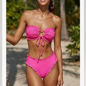 Pink Bandeau Bikini Set